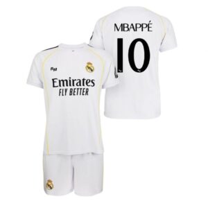 Real Madryt komplet koszulka spodenki junior Mbappe box RM25B1